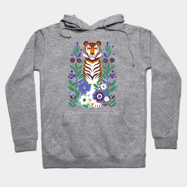 Serene tiger in blooming garden - gold yellow Hoodie by Itouchedabee